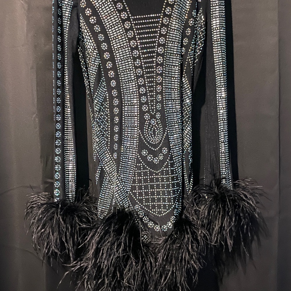 Fashion Nova Black and Silver Asymmetrical Dress